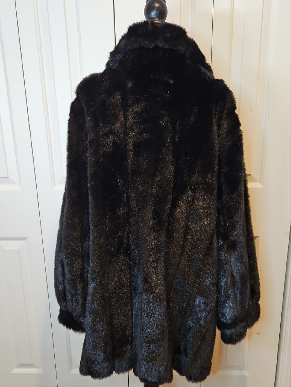 Dennis basso Black Faux Fur Coat with Plush Collar 3X - Picture 10 of 15